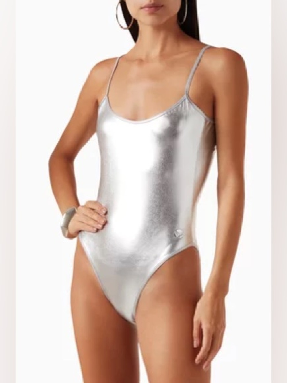NWT LESLIE AMON Bella One-piece Swimsuit in Metallic-nylon Pink Size Small - Picture 3 of 6